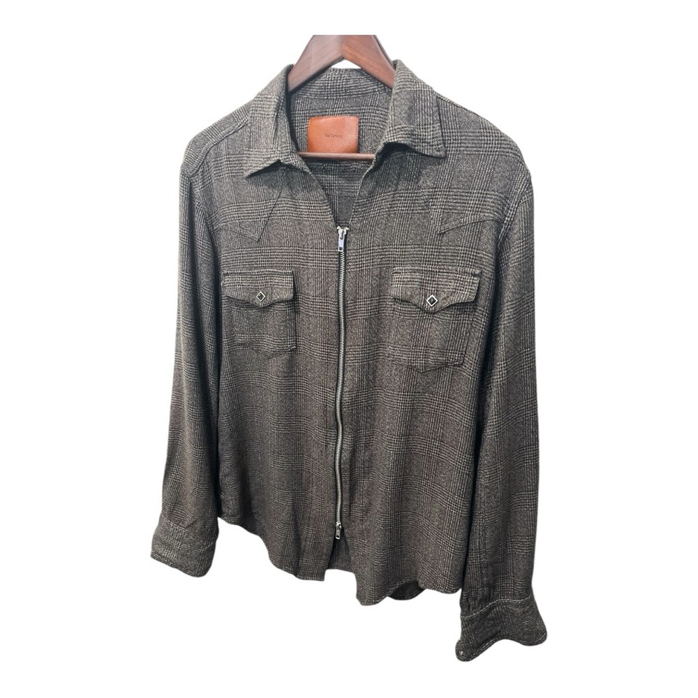THE LETTERS BLACK GRAY PLAID FULL ZIP JACKET